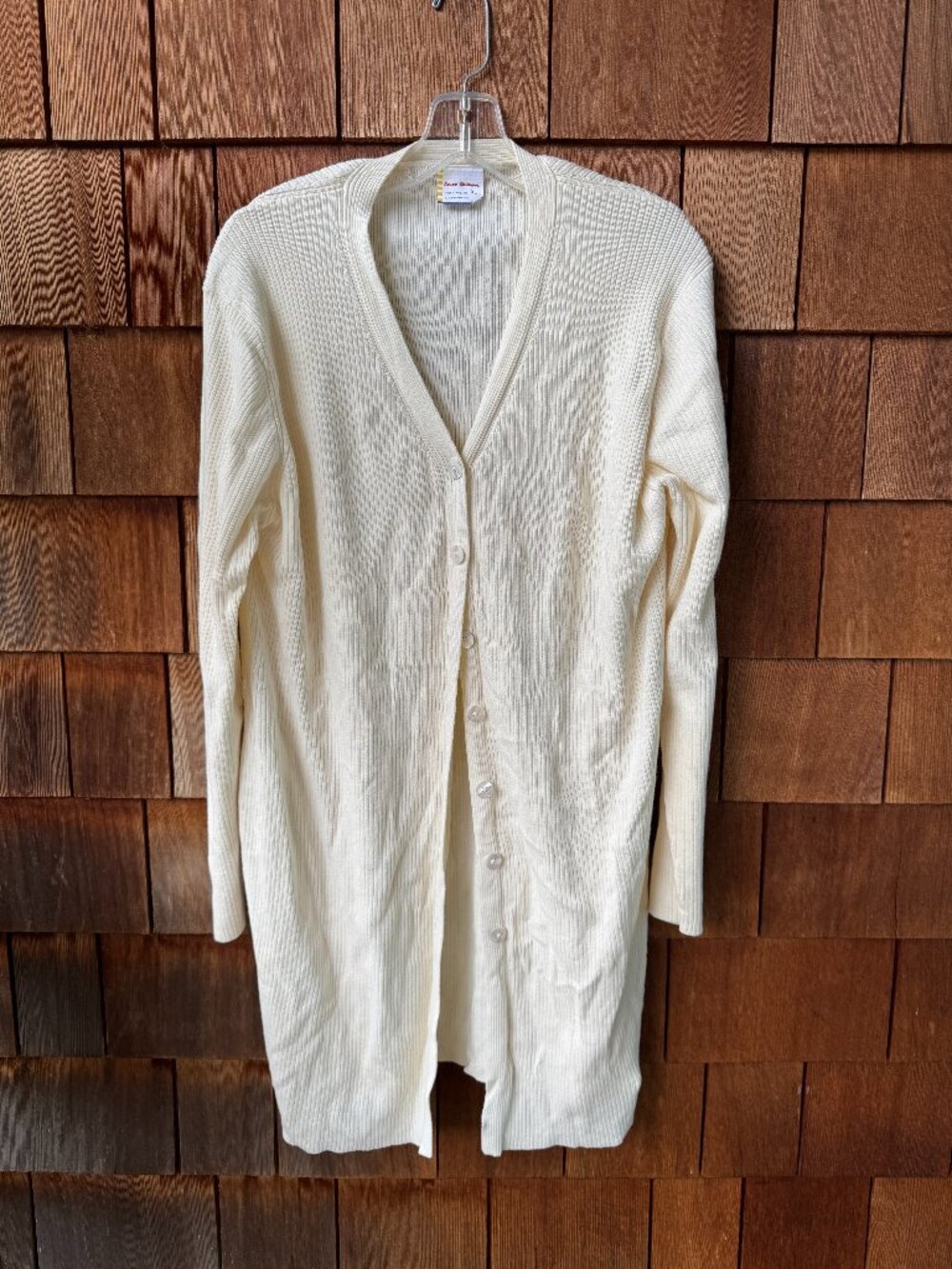 Hanna Andersson Ivory Cotton Long Button Front Cardigan in Women's X-Large